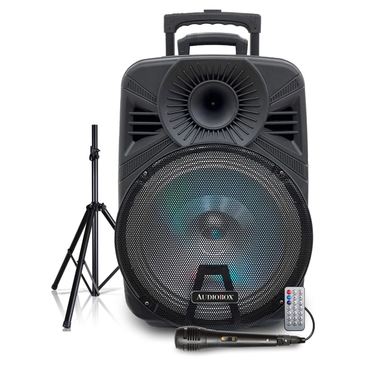 DOLPHIN ABX-150S 15 in. AudioBox Karaoke Bluetooth Speaker with Tripod & Microphone