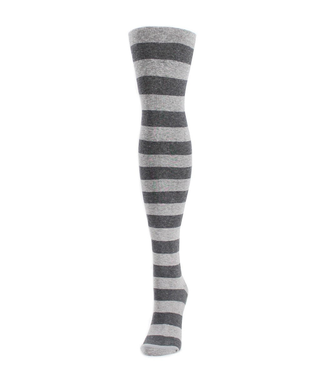 MeMoi MF5-113-03003-S-M Grand Stripe Sweater Tights for Womens&#44; Medium Gray Heather - Small-Medium