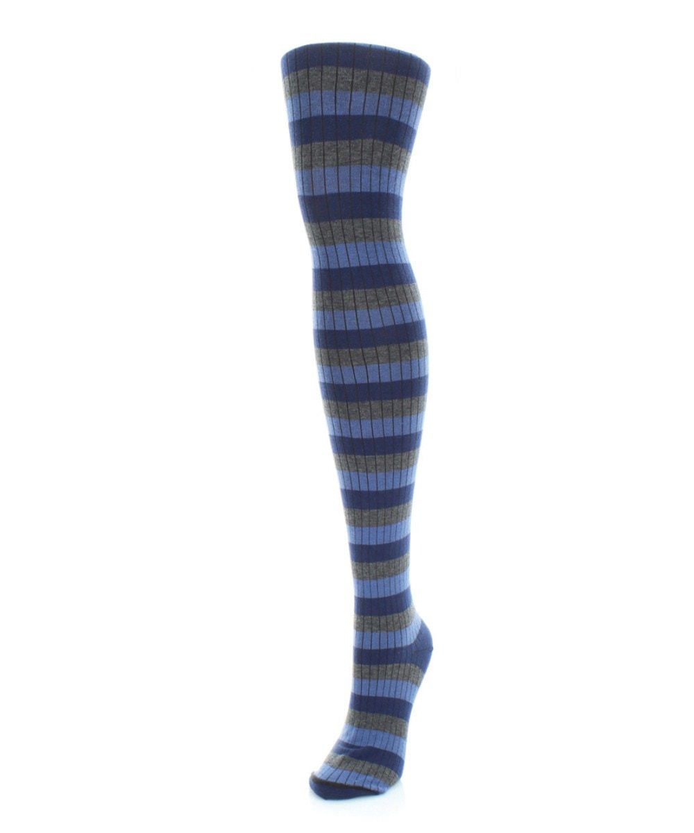 MeMoi MF4-118-40120-M-L Colored Stripes Sweater Tights for Womens&#44; Navy - Medium-Large