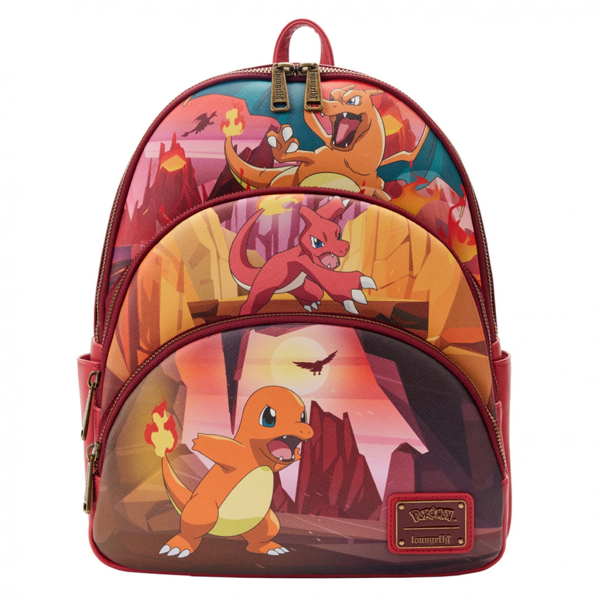 Pokemon 850859 Charm&er Evolutions Triple Pocket Mini Backpack By Loungefly&#44; Multi Color