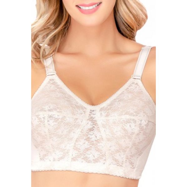 Siluet 55941623 NU 40B 55941623 Extra Coverage Support Wireless Bra with  Lace Cups, Nude - 40B