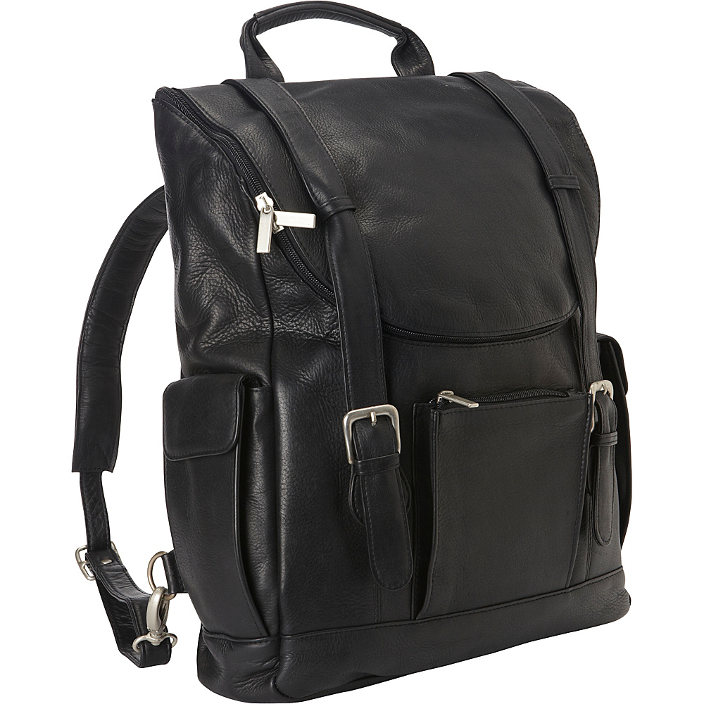 Le Donne Leather LD-044-BL Classic Laptop Backpack&#44; Black