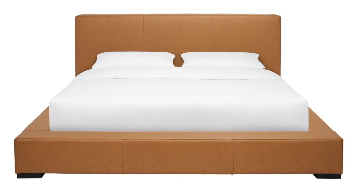 Safavieh KNT4104C-Q-2-3 Sasharose Upholstered Bed&#44; Light Brown - Queen Size - Box 2 of 3