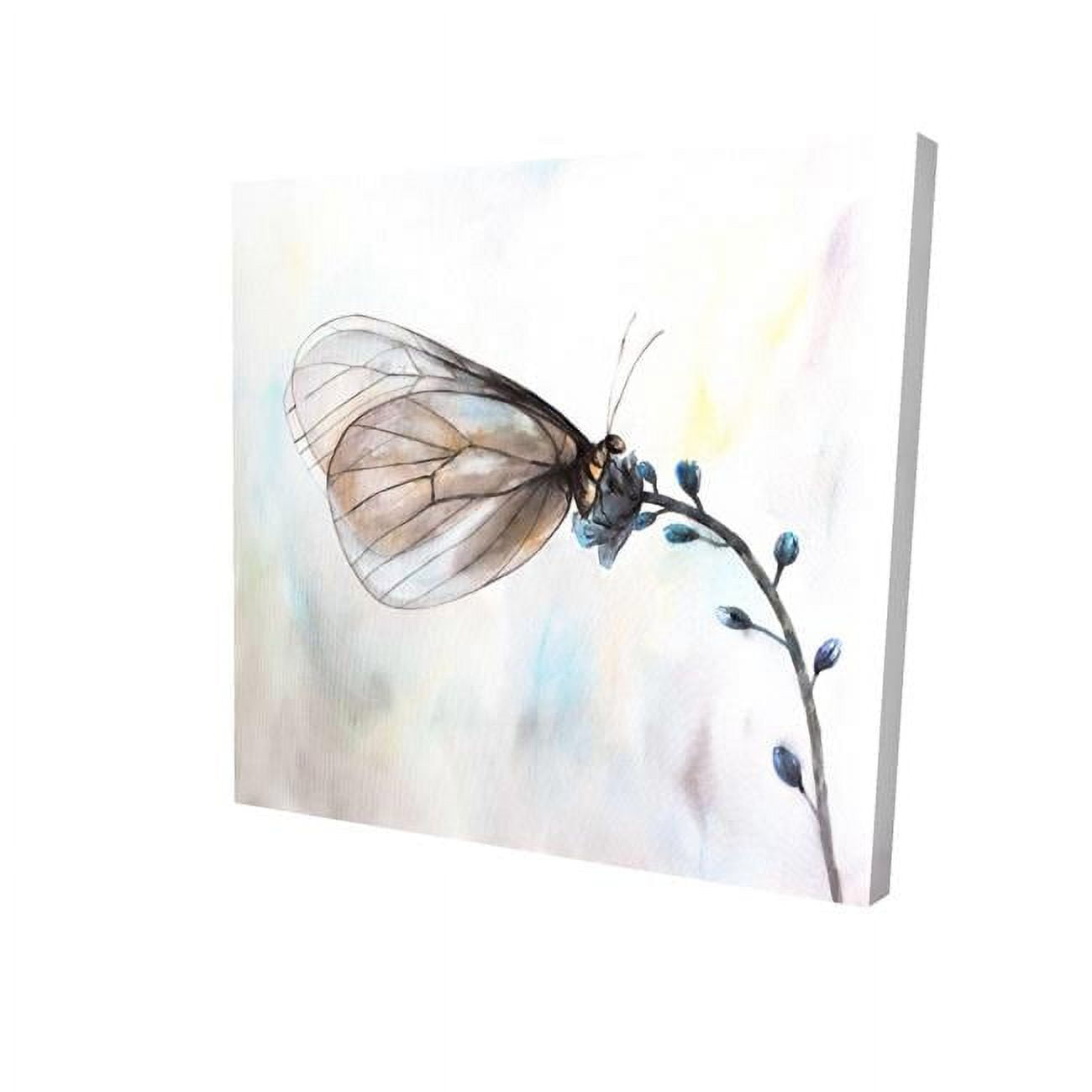 Begin Home Decor 2080-1616-AN345 16 x 16 in. Butterfly on Blue Flowers-Print on Canvas