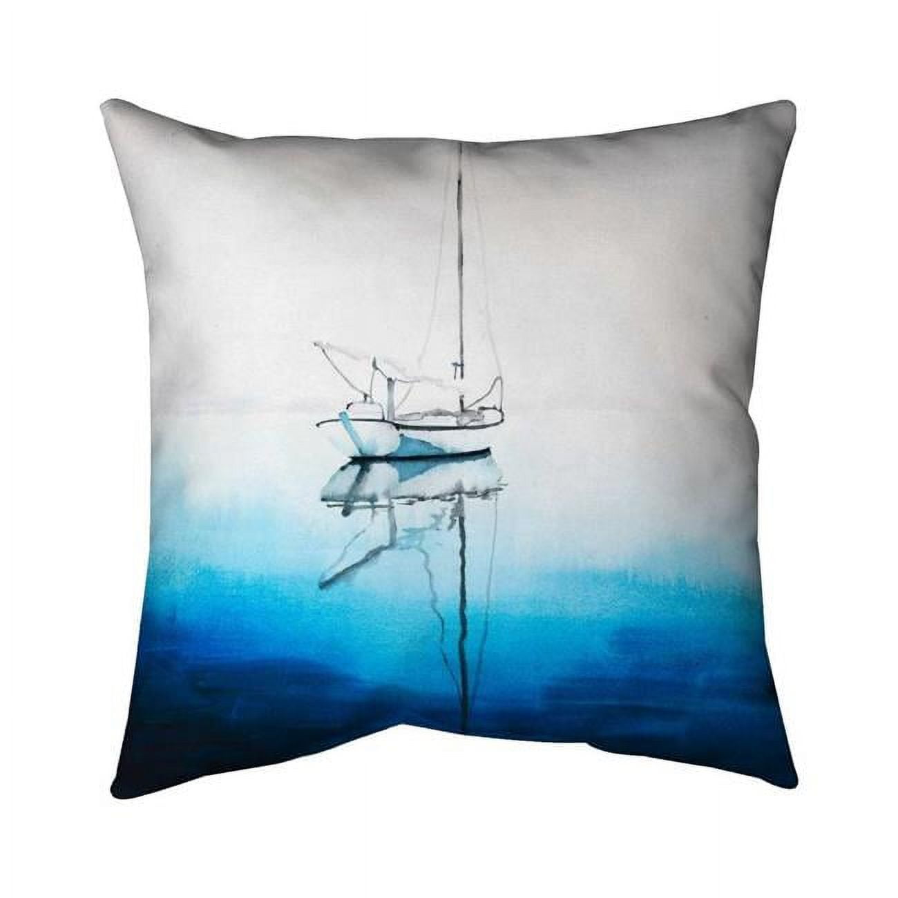 Begin Home Decor 5542-1616-CO99 16 x 16 in. White Boat on A Deep Blue Water-Double Sided Print Outdoor Pillow Cover