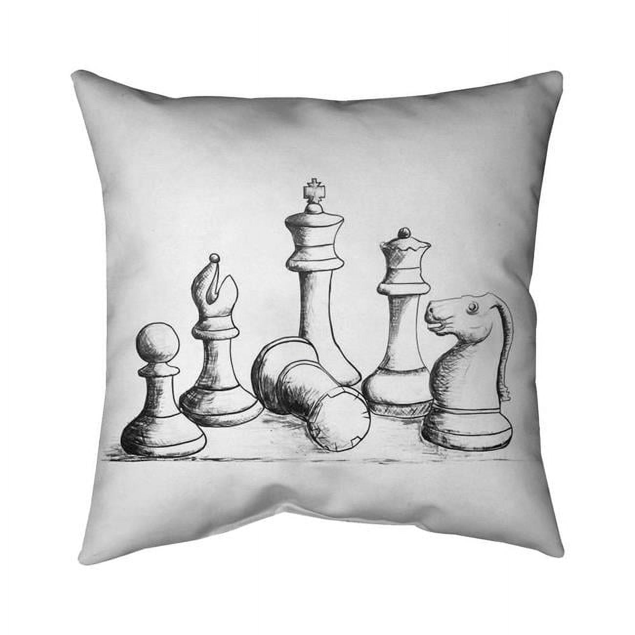 Begin Home Decor 5542-1616-SP62 16 x 16 in. Chess Game Pieces-Double Sided Print Outdoor Pillow Cover