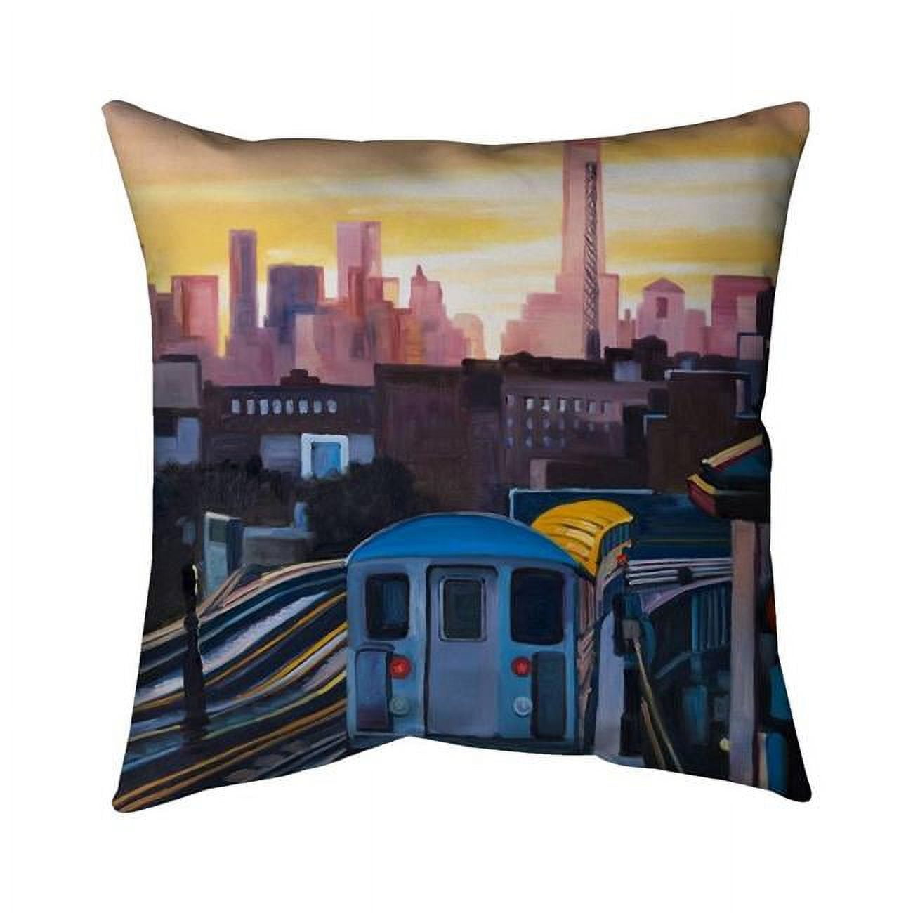 Begin Home Decor 5541-1818-CI267 18 x 18 in. Sunset Over The Subway In New-York-Double Sided Print Indoor Pillow