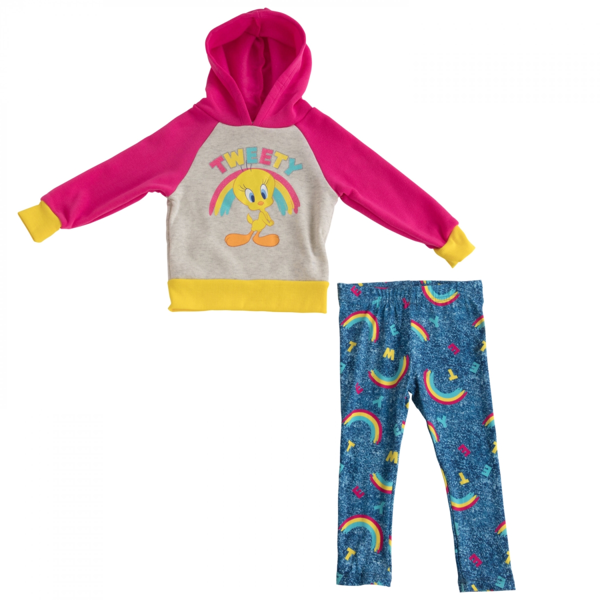 Looney Tunes 850072-toddler4t Looney Tunes Tweety Bird Rainbow Infant Fleece Jacket Set - Toddler 4T - 2 Piece