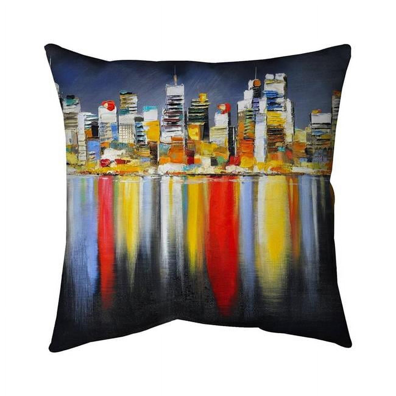 Begin Home Decor 5542-2020-CI56 20 x 20 in. Colorful Reflection of A Cityscape by Night-Double Sided Print Outdoor Pillow Cover