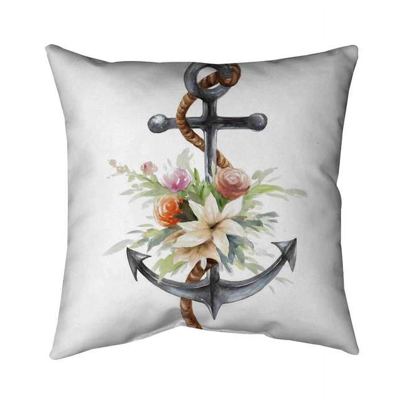 Begin Home Decor 5542-2020-MI87 20 x 20 in. Anchor with Flowers-Double Sided Print Outdoor Pillow Cover