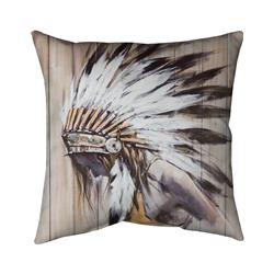 Begin Home Decor 5543-1818-MI48 18 x 18 in. Indian with Feathers-Double Sided Print Indoor Pillow Cover