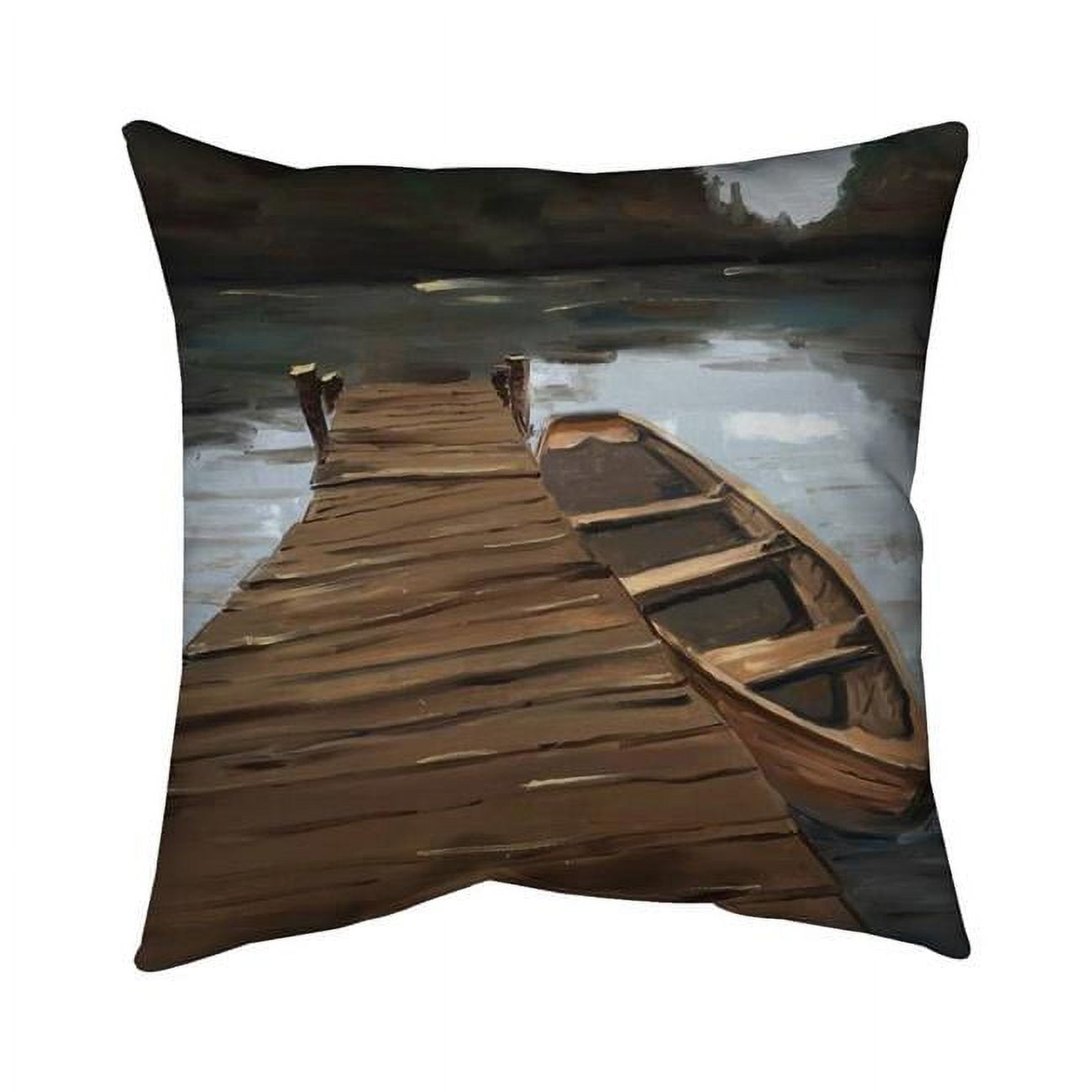 Begin Home Decor 5543-2020-CO110 20 x 20 in. Lake&#44; Dock & Boat-Double Sided Print Indoor Pillow Cover