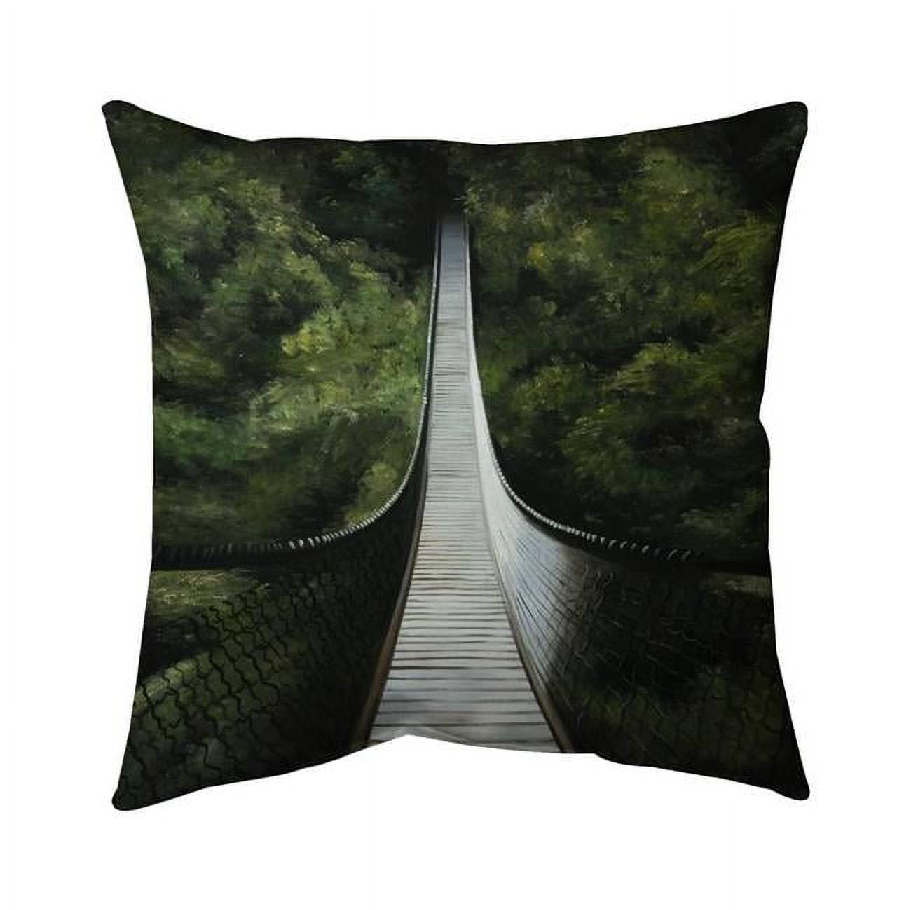 Begin Home Decor 5542-1818-LA145 18 x 18 in. Suspended Bridge in the Forest-Double Sided Print Outdoor Pillow Cover