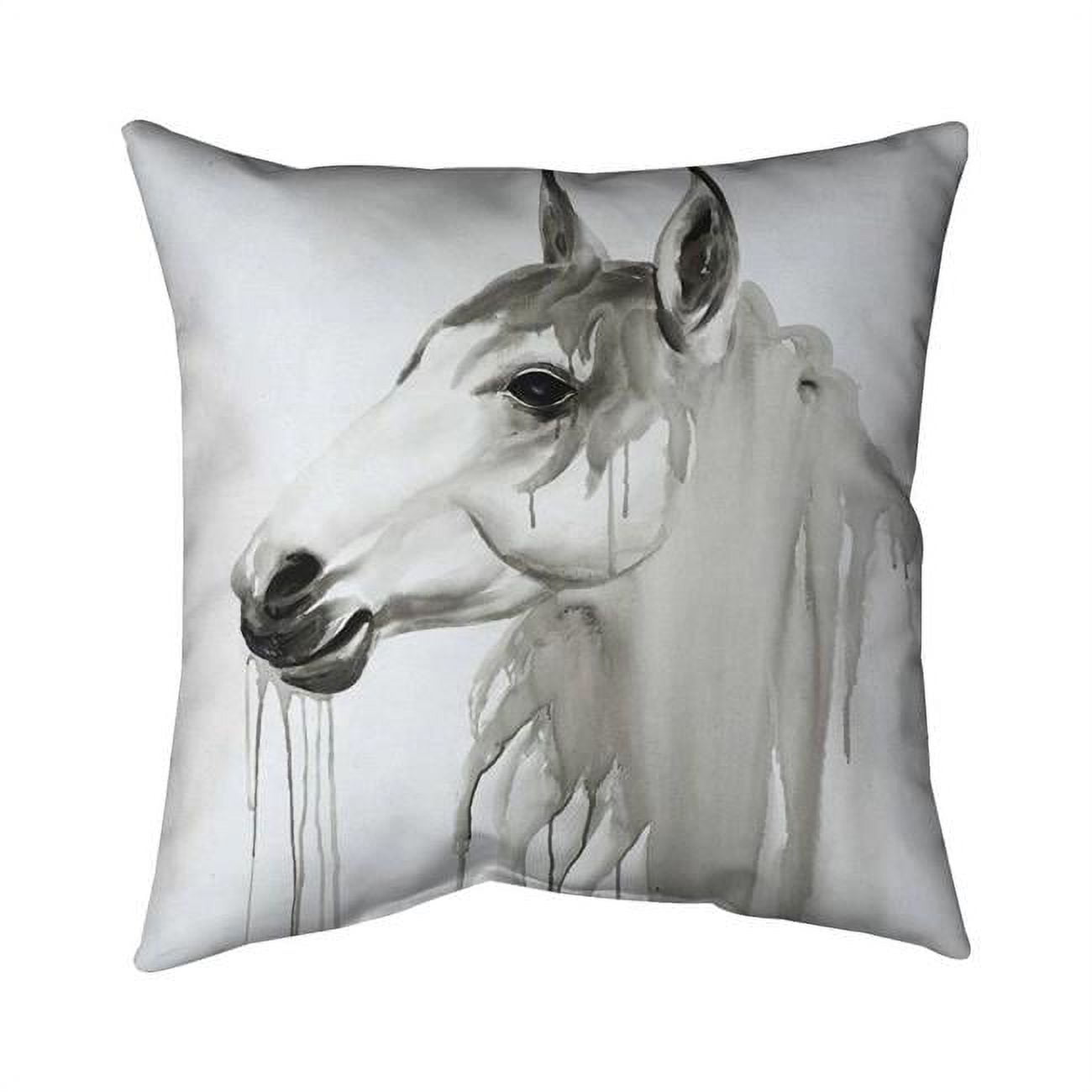 Begin Home Decor 5541-2626-AN248 26 x 26 in. Beautiful White Horse-Double Sided Print Indoor Pillow
