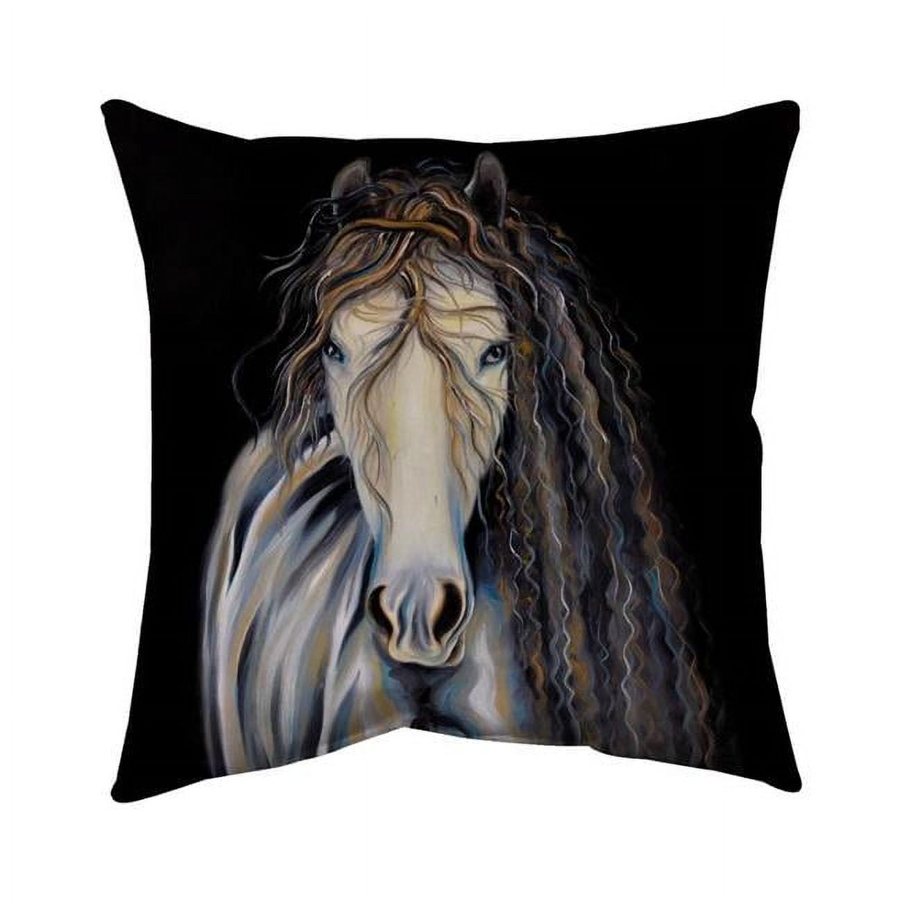 Begin Home Decor 5542-1616-AN220 16 x 16 in. Abstract Horse with Curly Mane-Double Sided Print Outdoor Pillow Cover