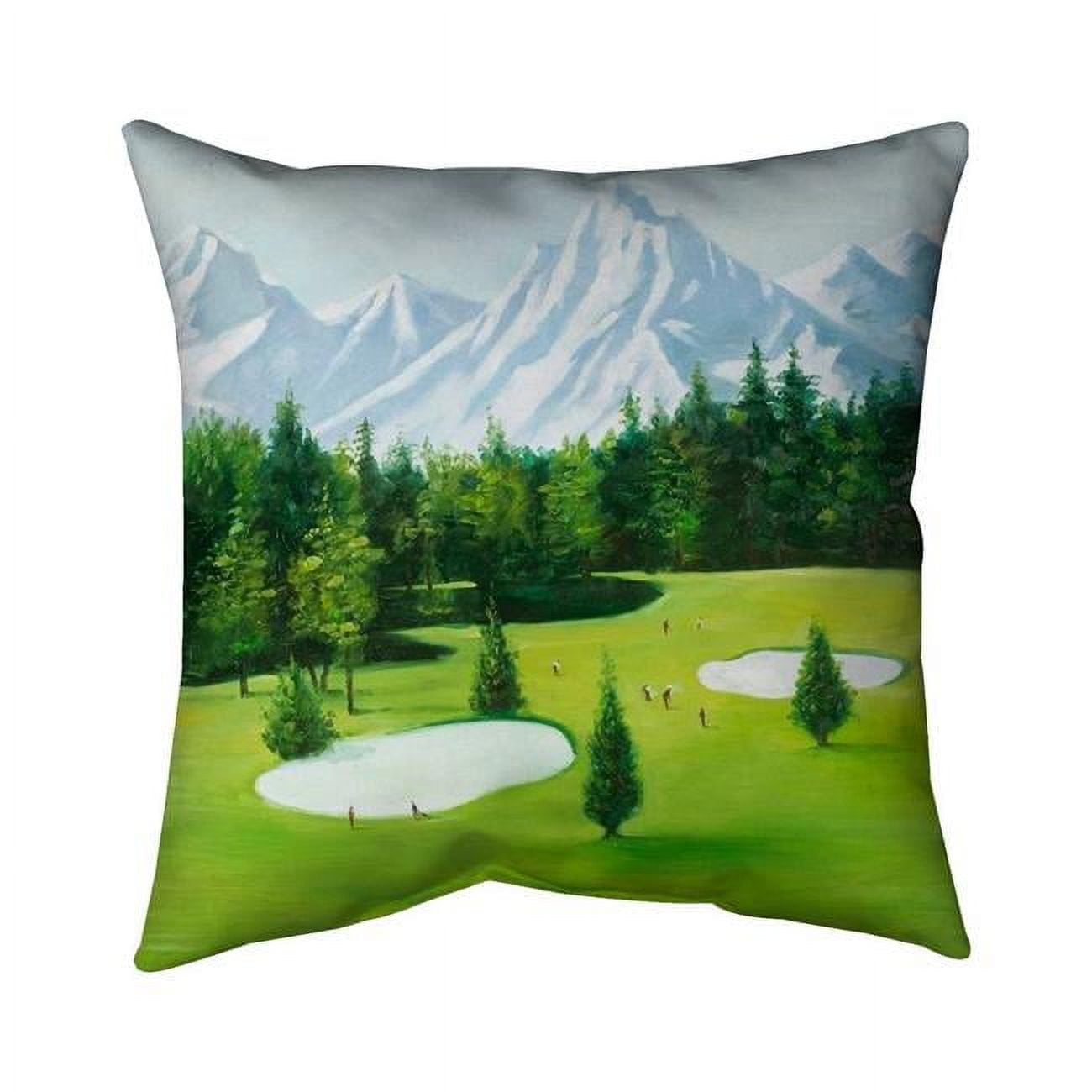 Begin Home Decor 5542-1818-LA82 18 x 18 in. Golf Course with Mountains View-Double Sided Print Outdoor Pillow Cover