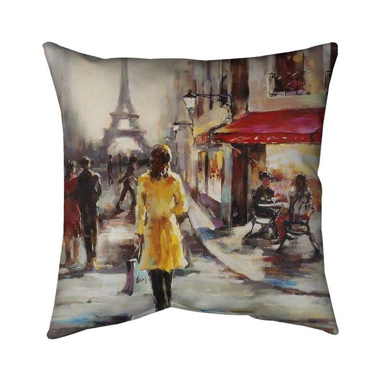 Begin Home Decor 5543-2020-ST22 20 x 20 in. Yellow Coat Woman Walking on the Street-Double Sided Print Indoor Pillow Cover