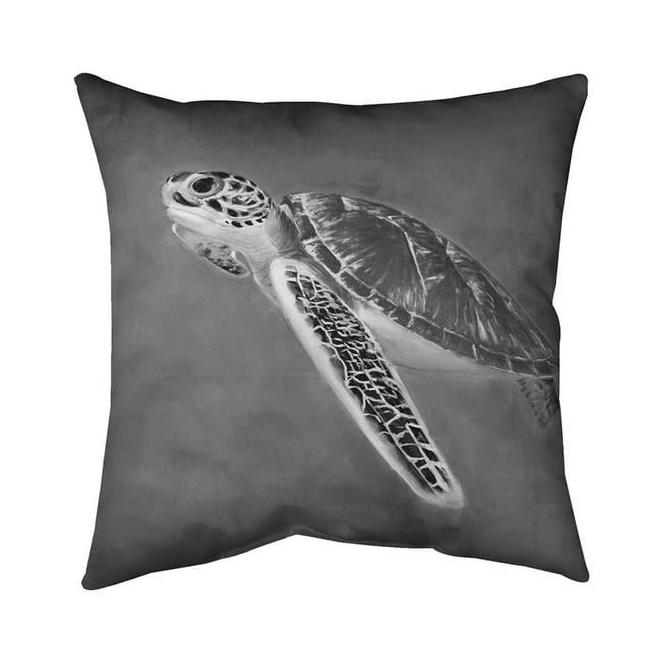 Begin Home Decor 5543-2626-AN274-1 26 x 26 in. Greyscale Sea Turtle-Double Sided Print Indoor Pillow Cover
