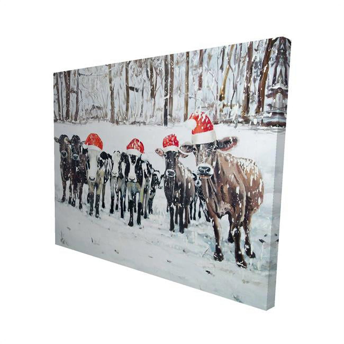 Begin Home Decor 2080-1620-HO24 16 x 20 in. Curious Christmas Cows-Print on Canvas