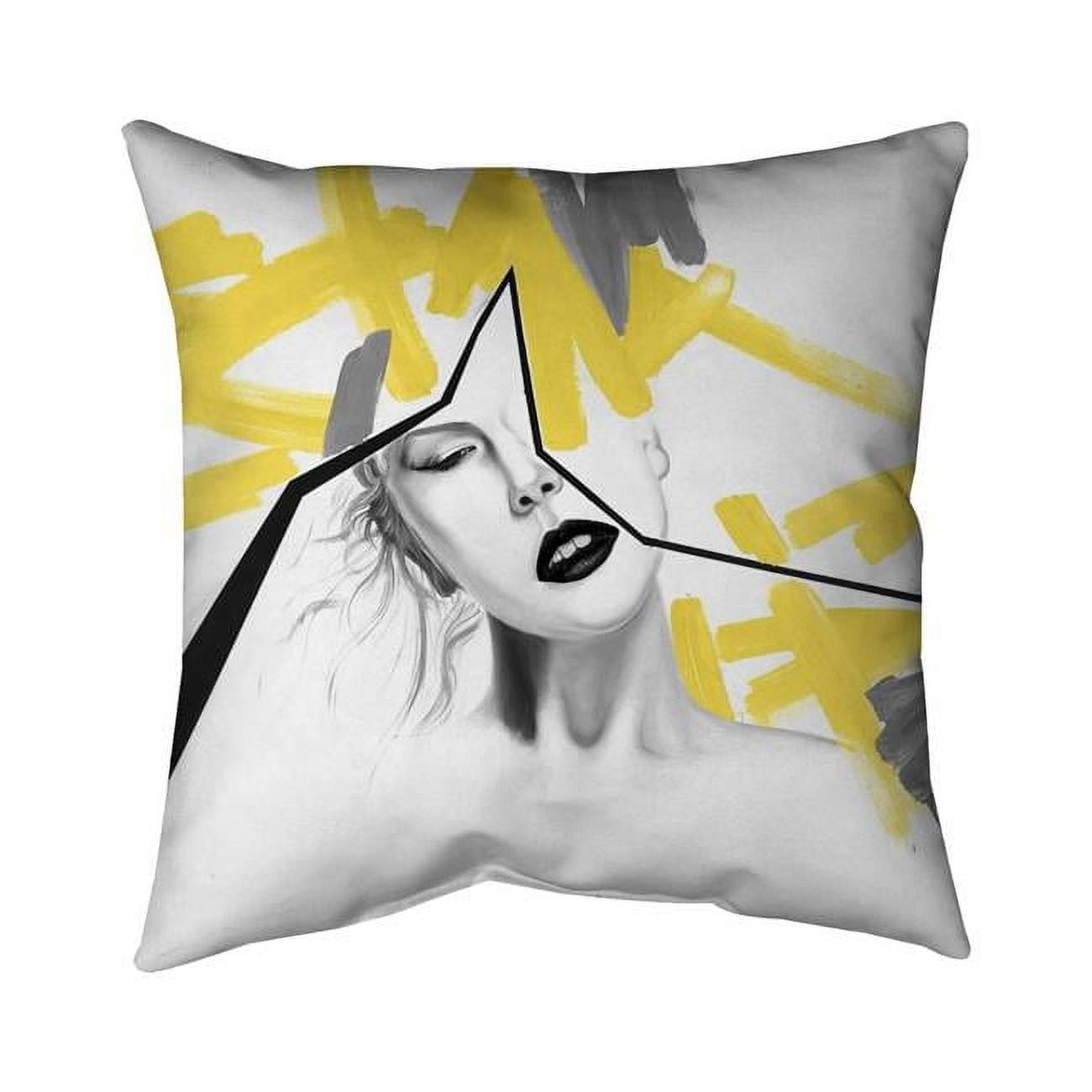 Begin Home Decor 5541-1818-FI29-1 18 x 18 in. Woman with Yellow Line-Double Sided Print Indoor Pillow