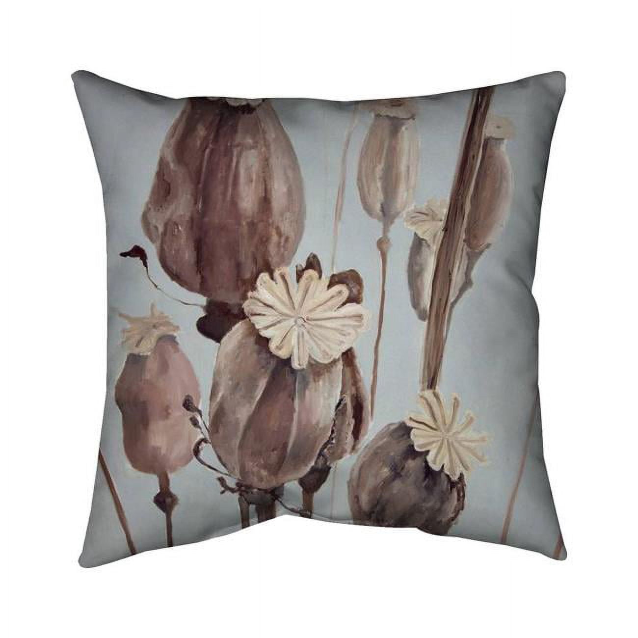 Begin Home Decor 5541-2626-FL283 26 x 26 in. Sepia Poppy Head Flowers-Double Sided Print Indoor Pillow