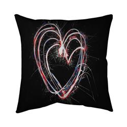 Begin Home Decor 5542-1616-MI107-1 16 x 16 in. Red & Blue Fireworks Heart-Double Sided Print Outdoor Pillow Cover