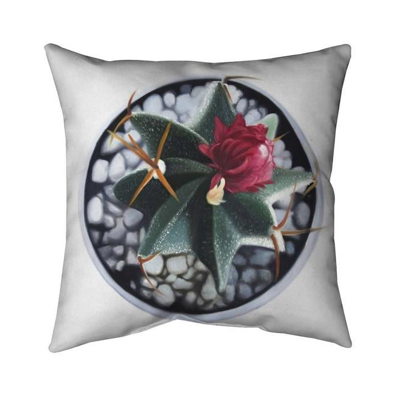 Begin Home Decor 5541-2020-FL327 20 x 20 in. Cactus In Pot-Double Sided Print Indoor Pillow