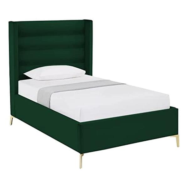 Inspired Home BD563-02SG-UE Posh Living Kaeson Upholstered Bed&#44; Green - Twin Size & Extra Large