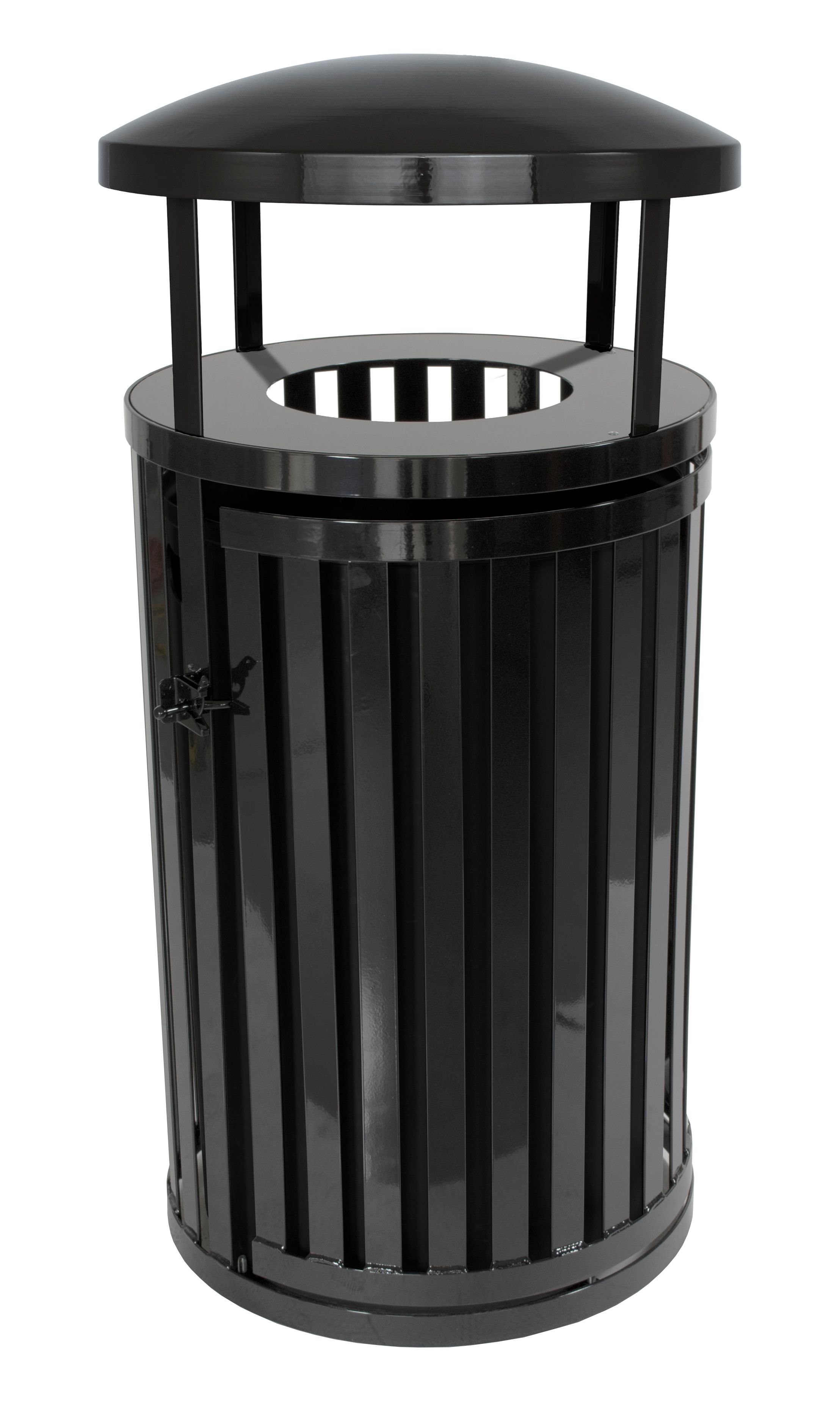 Hot House Designs 45 Gallon Covered Trash Can with Gate&#44; Black