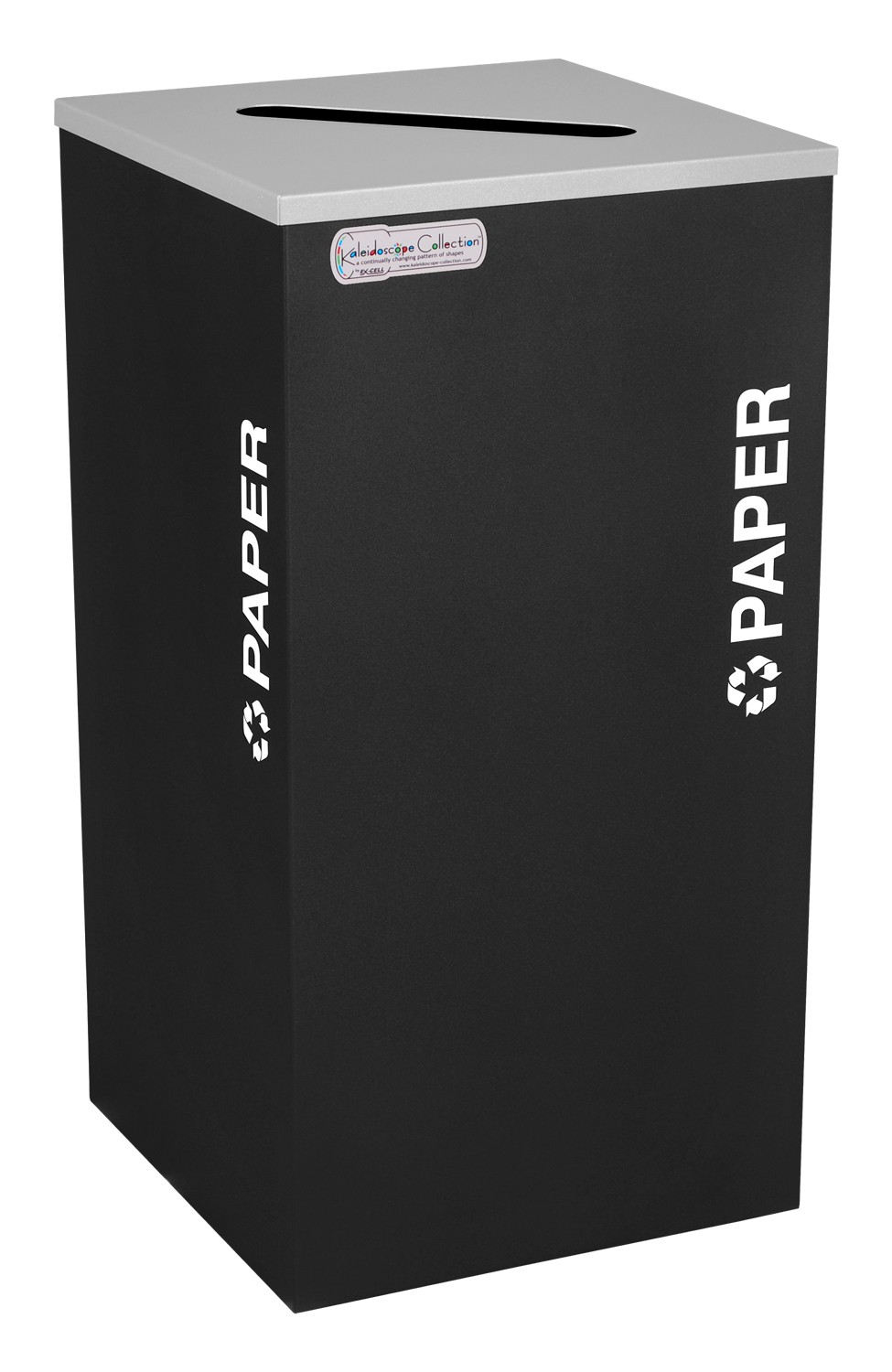 Ex-Cell Kaiser LLC Ex-Cell Kaiser RC-KDSQ-P BLX 18-gal recycling recptacle- square top and Plastic decal- Black Texture finish