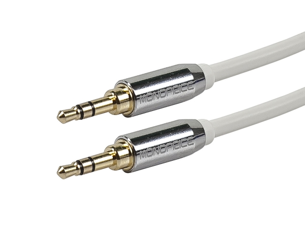 Monoprice 9297 6 ft. Designed for Mobile 3.5 mm Stereo Male to 3.5 mm Stereo Male Gold Plated - White