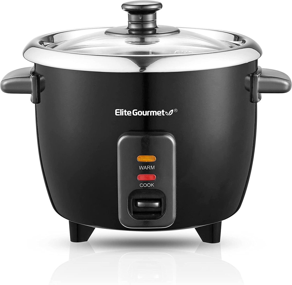 Elite ERC006SS 6 Cup Rice Cooker with Stainless Steel Inner Pot -Black