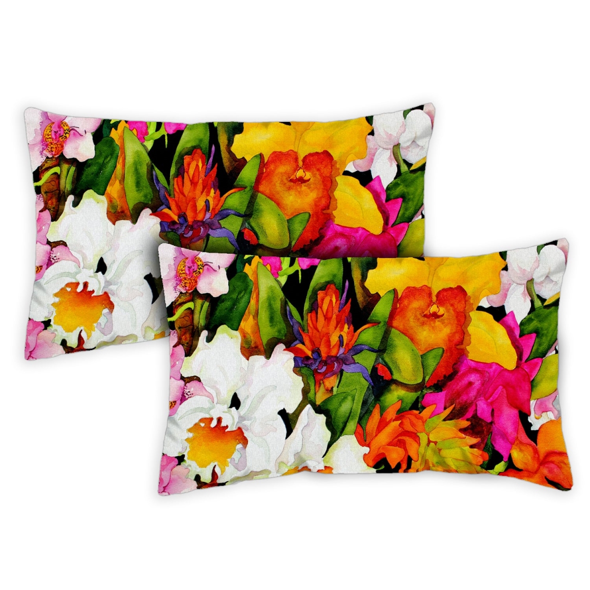 Toland Home Garden 771240 12 x 19 in. Exotic Flowers Indoor & Outdoor Pillow Case - Set of 2