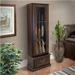 American Furniture Classics 650 8 Gun Cabinet with Locking Tempered Glass Door & Locking Drop Down Door&#44; Warm Espresso