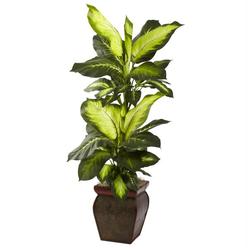 Nearly Natural 6731 Golden Dieffenbachia with Decorative Planter