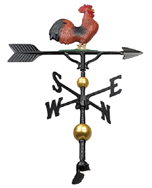 Montague Metal Products WV-306-RC 32 in. Aluminum Deluxe 3D Rooster Weathervane - Red