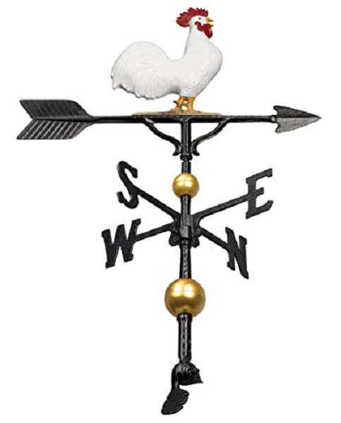 Montague Metal Products WV-306-WC 32 in. Aluminum Deluxe 3D Rooster Weathervane - White