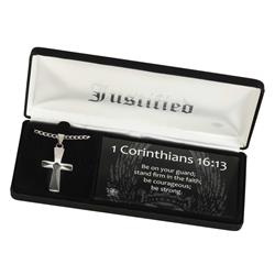 Dicksons 32-6750 Necklace 1Cor. 16:13 Bevel Cross 24in