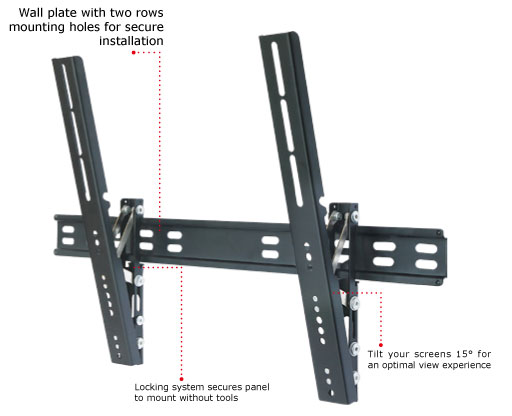 Tyger Claw LCD3036BLK TygerClaw 32 in. - 63 in. Ultra Slim Tilt Wall Mount - Black