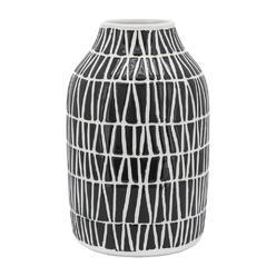 Sagebrook Home 17162-01 7 in. Ceramic Tribal Vase&#44; Black