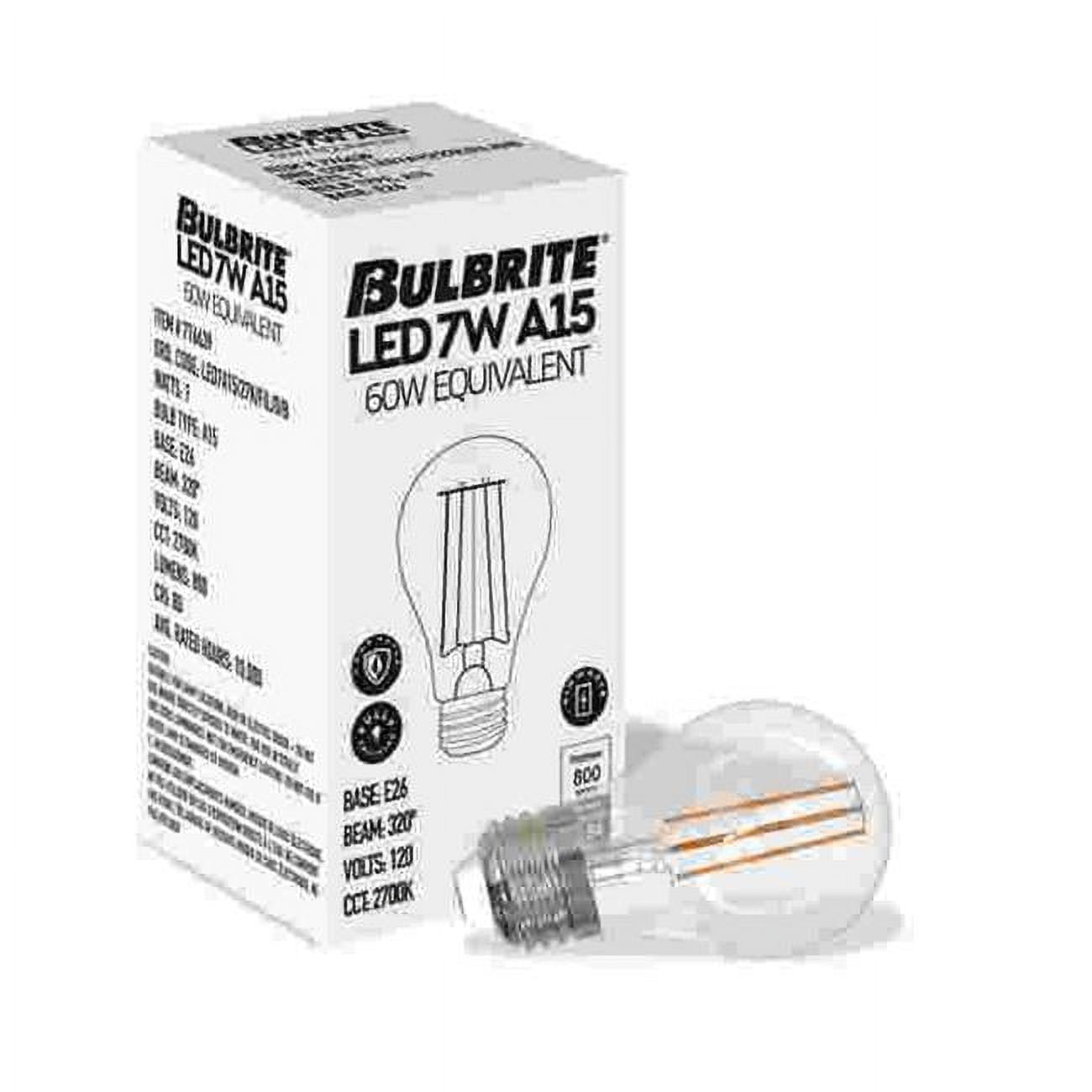 BulbRite 861633 LED Filament 7 W Dimmable A15 Light Bulb with Clear Glass Finish & Medium E26 Base - 2700K Light&#44; 800 Lumens&#44; War