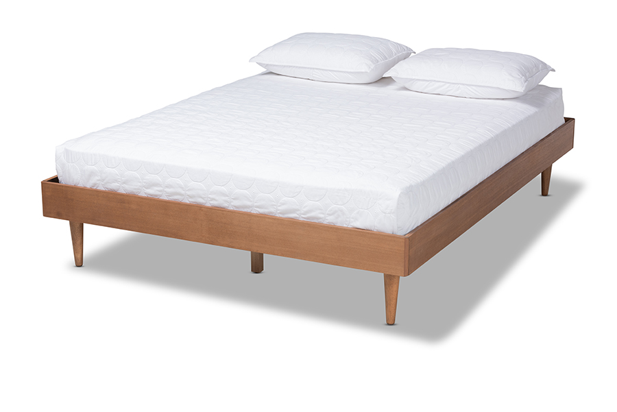 Baxton Studio Rina Mid-Century Modern Ash Wanut Finished Queen Size Wood Bed Frame