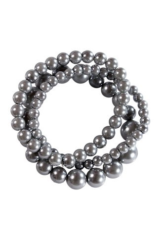 Alexa Starr 4418-B-GRY Three Row Mixed Size Stretch Grey Pearl Bracelet Set
