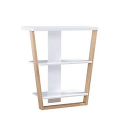 Benjara BM284398 34 in. Hedy Modern Console Table with 3 Shelf&#44; Slanted Legs&#44; White & Brown