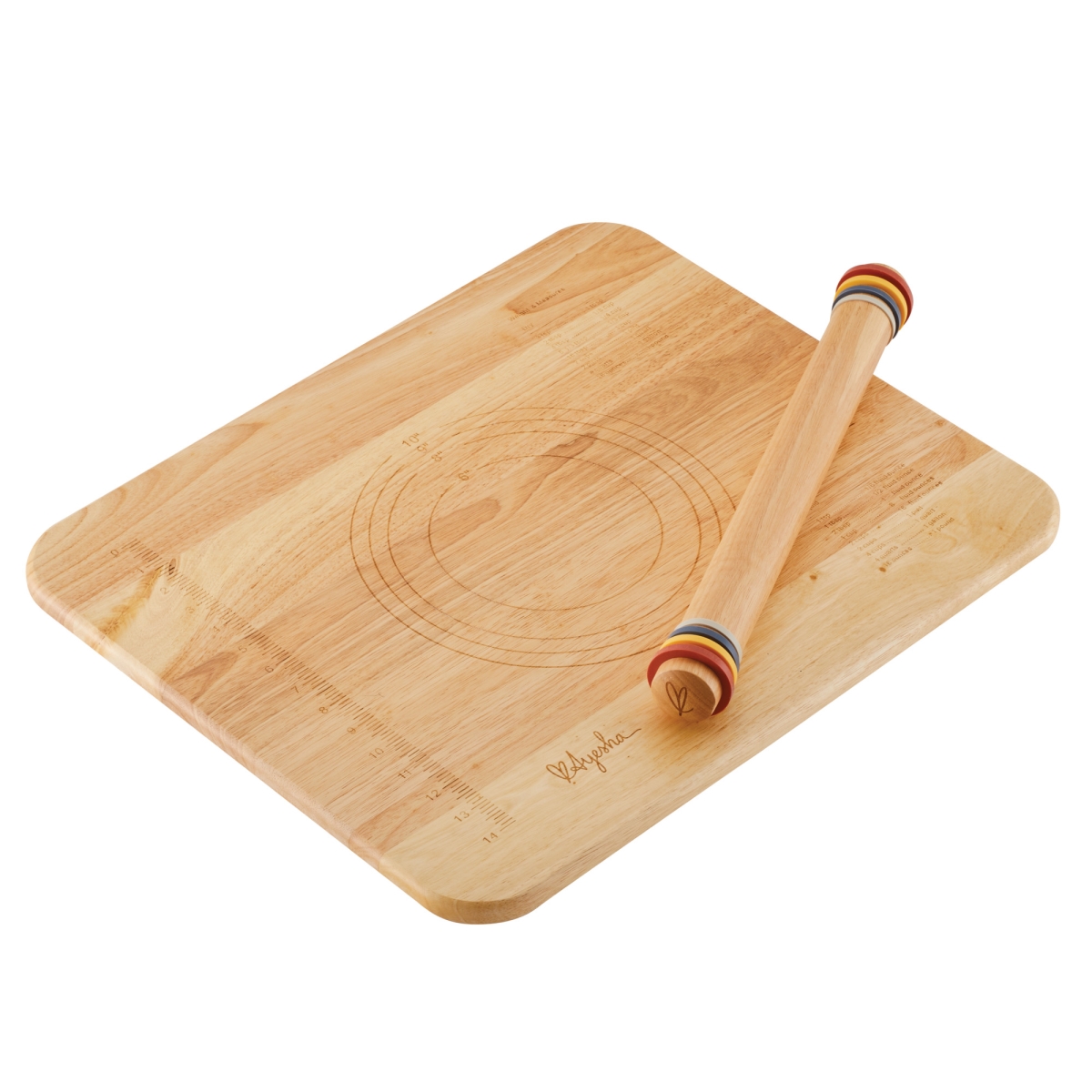 Ayesha Curry 48370 Pantryware Rolling Pin & Pie Board Set&#44; Parawood - 2 Piece