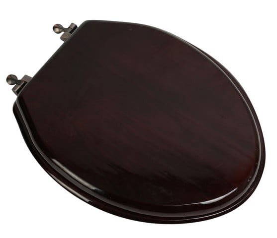 Plumbing Technologies 5F1E2-16OB Designer Solid Elongated Oak Wood Toilet Seat with Oil Rubbed Bronze Hinges&#44; Mahogany