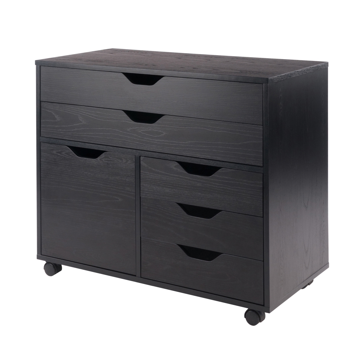 Winsome Wood 20633 26.3 x 30.7 x 15.9 in. Halifax 3 Section Mobile Storage Cabinet, Black