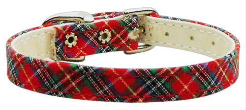 Mirage Pet Products 10-28 16RDPD .38 in.  Plaid Plain Collars  Red 16