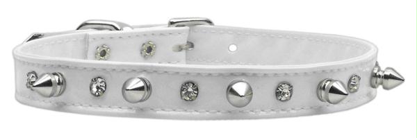 Mirage Pet Products 84-21 16WT Patent Crystal and Spike Collars White 16