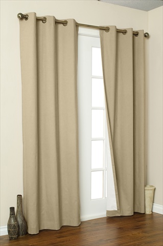 Commonwealth Home Fashions 70370-188-758-63 Thermalogic Insulated Solid Color Grommet Top Curtain Panel Pairs 63 in., Khaki